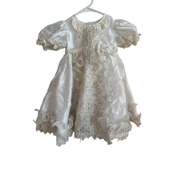 Baptism Christening Baby Girl Dress Newborn Size 0 Vintage Victorian White Bapti - Picture 2 of 12